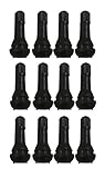 ABN Snap-in Standard Length Black Rubber Valve Stem (TR413) 12-Pack for Tubeless 0.453in 11.5mm Rim Holes on Vehicles