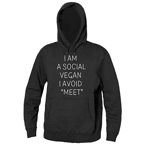 I AM A SOCIAL VEGAN I AVOID MEET Men's Hooded Sweatshirt Extra Large