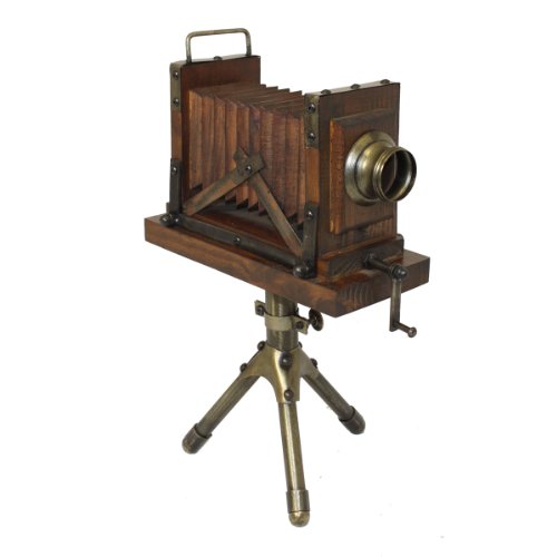 Urban Designs Vintage Tabletop Wooden Camera with Tripod Accent Home Decor