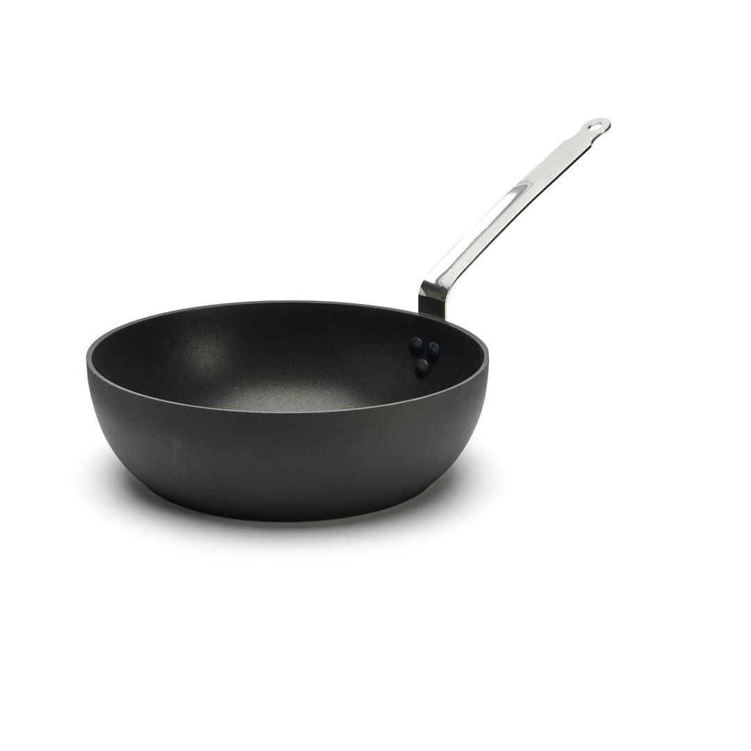 DE BUYER - Choc Intense Non-Stick Domed Sauté Pan in Aluminium - Diameter 28 cm -, Black