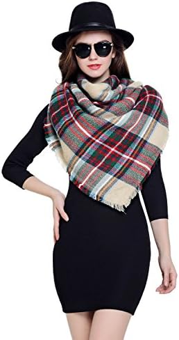 Women Winter Plaid Tartan Soft Scarf Large Blanket Scarf Wrap Shawl