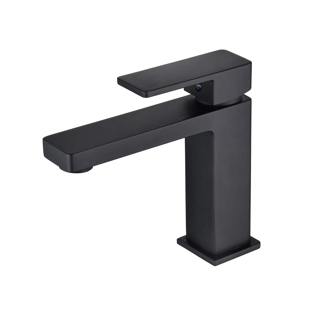 Bathroom Sink Taps Single Lever Basin Mixer Taps for Lavatory and Washroom Short Matte Black Solid Brass Tap Gudetap GT7894B — image 1