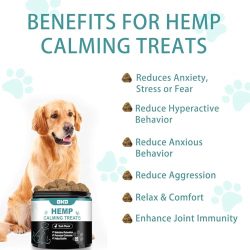 GKD DOG CALMING CHEWS PET SUPPLIES, ANXIETY RELIEF SUPPLEMENTS FOR DOGS, DOG HEMP CARE CALMING DOG TREATS BITES, ANTI STRESS ANXIETY COMFORT TREATMEN FOR DOG