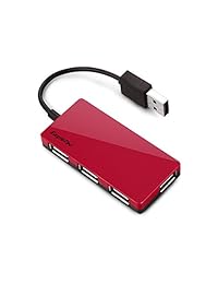 eagletec hub3639 USB 2.0, 4 Port Hub (Ultra Slim (Tamaño 9 mm), Rojo metálico