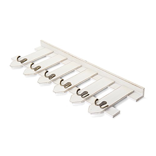 MELANNCO 6-Hook Picket Fence Coat Rack, White, 24-Inch-by-9-Inch