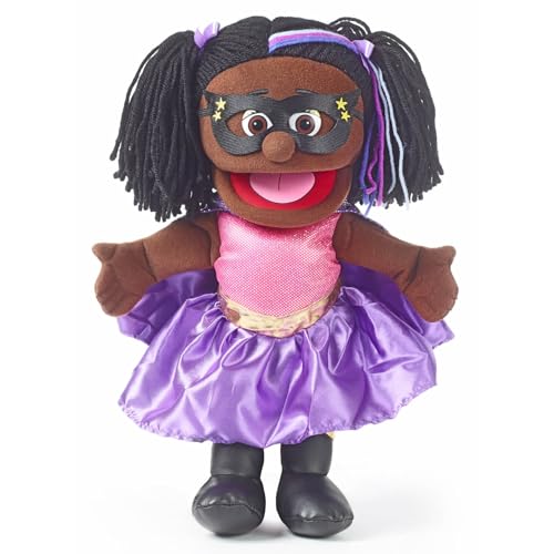 14" Superhero, Black Girl, Hand Puppet