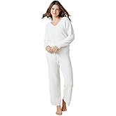 Softies Marshmallow V Neck Lounge Set for Women Ultra Soft 2 Piece Loungewear with Relaxed Top and Straight Leg Pants