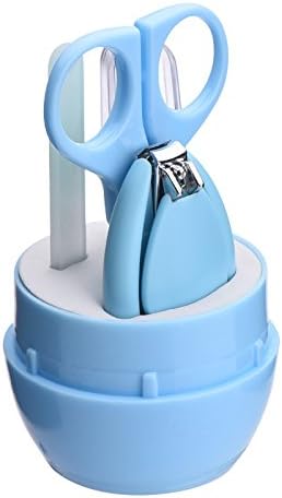 Safety Baby Nail Clippers Set -Complete 4 Piece Grooming Kit for Any Child Age Includes Nail Clipper, Safety Scissor, Filer and Nasal Tweezer,Newborn or Infant Manicure Set (Blue)