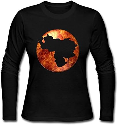 Venezuela Map Gold No More Dictator Girl's Fashion Round Neck Cotten Long Sleeve T Shirt XXL