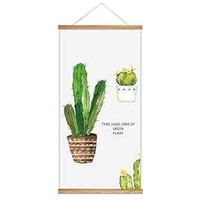 Hanging Poster Wooden Framed Cactus Theme Home Wall Canvas Prints Ready to Hang - 18"x36"