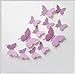 Romantiko 12 Pcs Fashion 3D Butterfly Wall Stickers Art Decor Decal for Home Wedding Party Purple