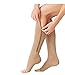 Aisprts (2 Pairs) Compression Socks, New Compression Zip Sox Socks Stretchy Zipper Leg Support Unisex Open Toe Knee Stockings (Beige, S/M)