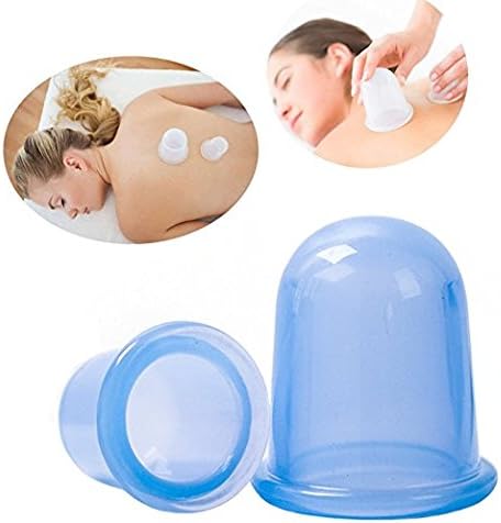 2pcs Silicone Cupping Therapy Cups, Anti Cellulite, Anti-aging, Wrinkle Reducer, Muscle Release, Pain Relief, Body Cup Massage Suction (Blue, Diameter-0.18 ft)