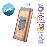 Photo Stick Mobile for iPhone USB Flash Drive 128GB GUORUI USB Memory Stick 128GB Jump Drive Thumb Drive 3.0 Flash Drive Compatible for iPhone iPad PC Android Micro USB Glod