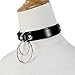 HOMELEX Black 90s Gothic Metal O-Ring Leather Collar Choker Necklace for Girls(LN15)