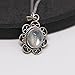 Luna Azure Colored Gem Moonstone Vintage Style 925 Sterling Silver Pendant Necklace 18