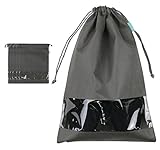 Portable Traveling Shoe Organizer Storage Bags With Draw String Closure, View Window, Two Size & Colors, Cute & Durable, Pack Of 5