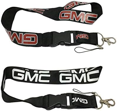 2pcs Set Red and White GMC Auto Lanyard Workout Gear Office and Auto Car Keychain Accessories Motorbike Superbike Lanyard with Webbing Strap Quick Release Buckle