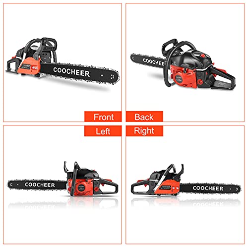 COOCHEER 62CC Gas Powered Chain saws, 20Inch 3.5HP 2Stroke Gasoline