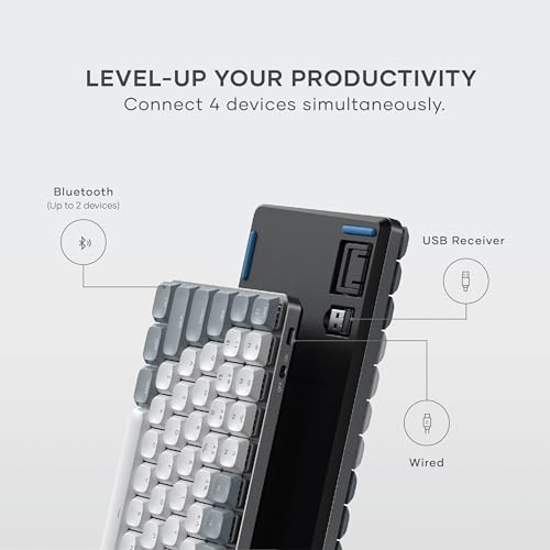 Satechi SM1 75% Mechanical Keyboard, LED Backlit Bluetooth Keyboard, 84 Keys Compact Wireless, Gaming Keyboard for Mac and Windows - Light Grey/White (US-QWERTY LAYOUT)