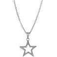 Dainty Hollow Star Simple Choker Necklace for Women Delicate Stainless Steel Silver Plated Y2K Minimalist Star Pendant Necklaces Adjustable Chain Christmas Party Trendy Jewelry Gift 18"