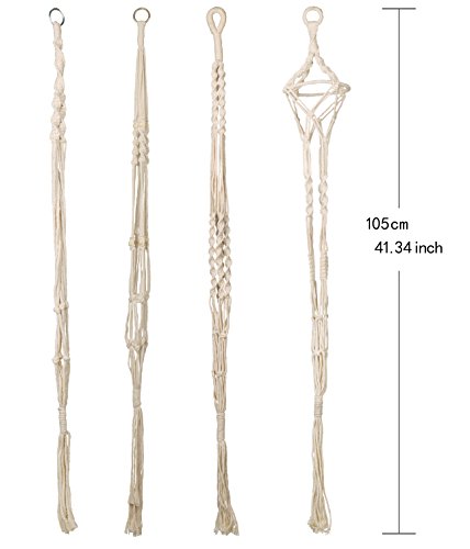 Luxbon 4Pcs Macrame Plant Hanger Handmade Woven Cotton Plant Holder Wall Hanging Planter Basket for Indoor Outdoor Garden Patio Balcony Ceiling Decorations, 4 Legs 40 Inch