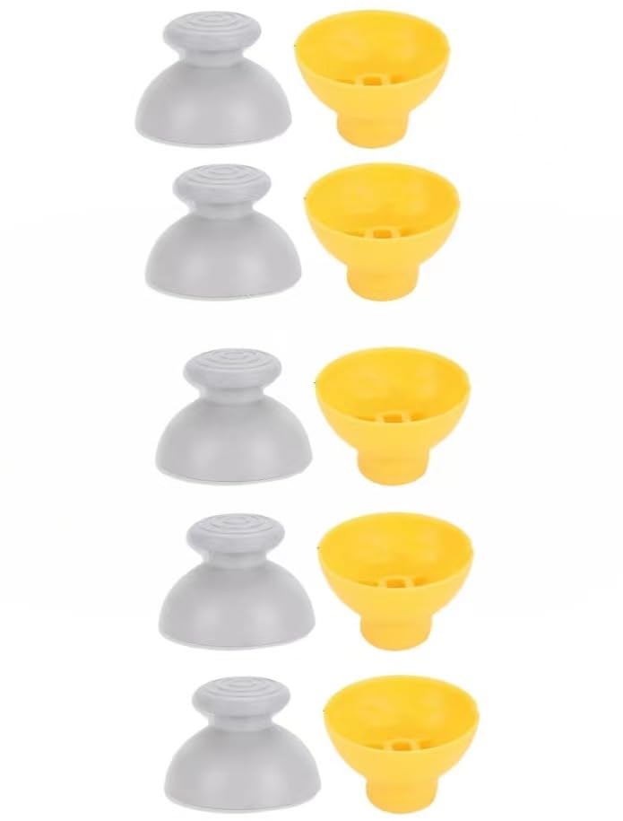 10 Pcs Analog Stick Joystick Thumbstick Thumb Cap Replacement for Nintendo Gamecube NGC Controller, Yellow and Grey