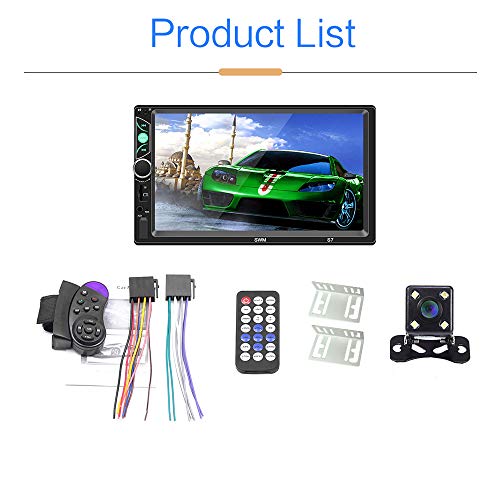 Double Din Car Stereo Radio 7'' HD Touch Screen Car Audio Bluetooth FM Radio USB Car Audio Video Player Support Phone Mirror Link + Car Backup Camera and Steering Wheel Control - Thumbnail 6