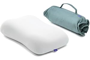 C CUSHION LAB Cushion Lab Travel Deep Sleep Pillow – Compact Memory Foam Neck Pillow for Sleeping, Portable Pillow for Hotels, Camping, Side & Back Sleepers, On-The-Go – Wellness Green