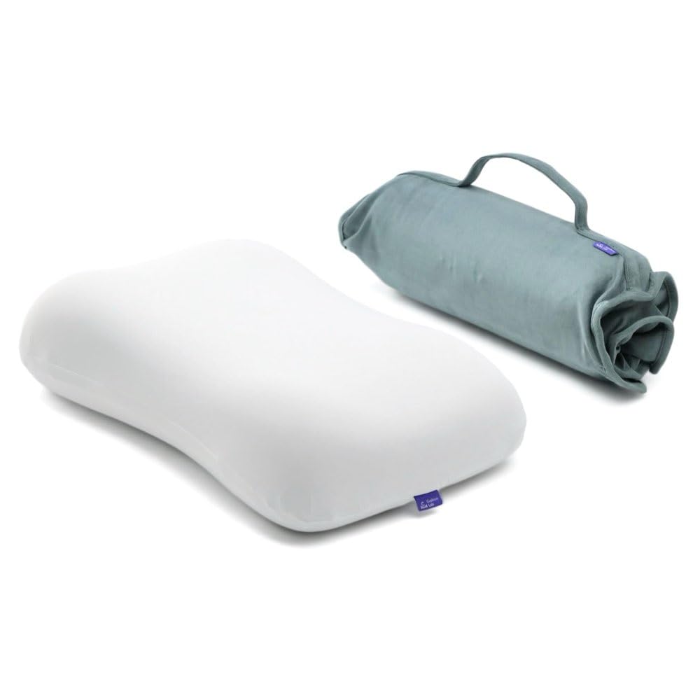 Photo 1 of Cushion Lab Travel Deep Sleep Pillow – Compact Memory Foam Neck Pillow for Sleeping, Portable Pillow for Hotels, Camping, Side & Back Sleepers, On-The-Go – Wellness Green