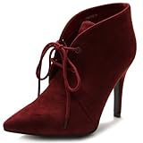 Ollio Women's High Heel Ankle Shoe Lace Up Faux Suede Multi Color Boot