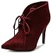 Ollio Women's High Heel Ankle Shoe Lace Up Faux Suede Multi Color Boot