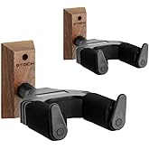 STRICH Guitar Wall Mount,Walnut,U-Shaped with Screws,Auto Lock Guitar Holder Hook for Acoustic, Electric Guitar, Banjo, Bass(