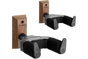 STRICH Guitar Wall Mount,Walnut,U-Shaped with Screws,Auto Lock Guitar Holder Hook for Acoustic, Electric Guitar, Banjo, Bass(