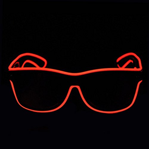Aquat EL Wire Neon Glasses LED Sunglasses Light Up Costumes For Halloween, Party RB01 (Red, Black Frame)