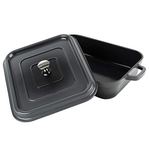 Heiss EnergyEfficient Cast Aluminum Roaster Pan with Lid, 5 Quart