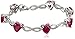 Amazon Collection Sterling Silver Created Ruby Heart with Diamond Bracelet, 7.25