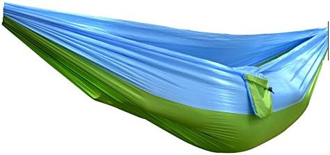 Double and Single Camping Hammocks Ultralight Portable Nylon Parachute Multifunctional Hammocks for Light Travel, Camping, Hiking, Backpacking, Mats, Swing, Carpet,Blue&Green