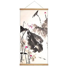 Hanging Poster Wooden Framed Beautiful Winter Flowers Theme Home Wall Canvas Prints Ready to Hang - 18"x36"