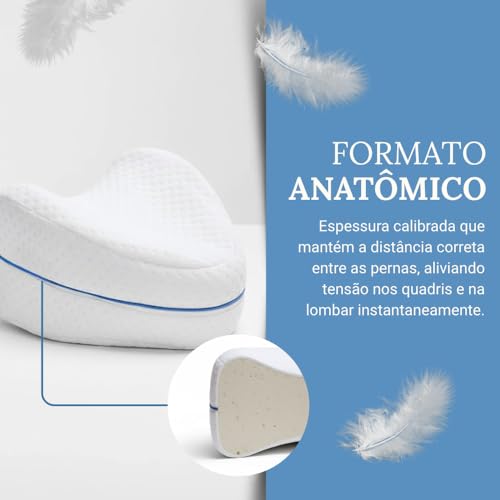 Travesseiro Almofada De Pernas Ortopédico Alivia Dores No Corpo Lombar, Ciática, Articulações, Joelhos e Gravidez - Espuma de Memória