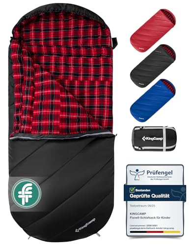 KingCamp Schlafsack XXL Baumwolle Flanell Dick Schwarz