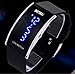 Fanmis Blue LED Light Jelly Sports Watch Black Silicone Strap Silver Case Men's Ladies Wrist Watch