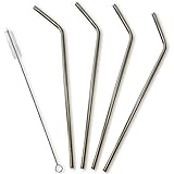 Extra Long Stainless Steel Drinking Straws for 30 oz Tumblers and 20 oz Cups,Set of 4 | Reusable Eco Friendly Drinking Metal Straws 10.5” | Fits Yeti, RTIC, Ozark tumblers | Cleaning Brush Included