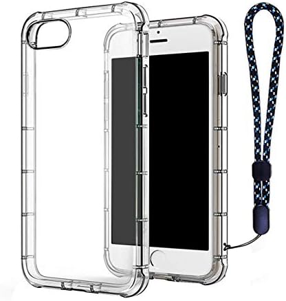 Calmpal iPhone 8 Case,iPhone7 Case,Clear TPU Ultra Slim Reinforced Frame Crystal Clear Shock-Absorption Flexible Soft TPU Bumper with Wrist Strap for iPhone7/8