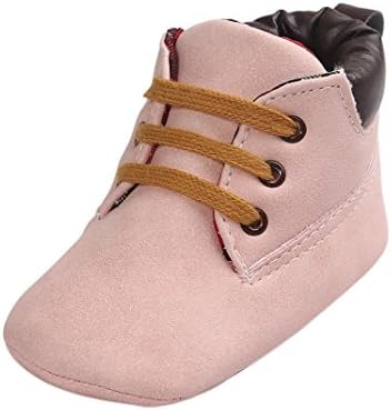 Leoy88 Baby Boy's Sneaker Shoes Lace Up Snow Boots (6~12Months, Pink)