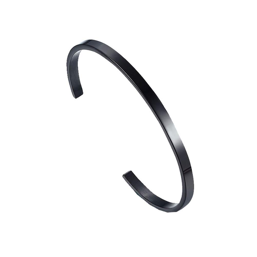 PAURO Men's Women's Stainless Steel 5mm Opening Plain Bracelet Bangle Cuff for Unisex Black Dia 63mm — image 1