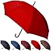60MPH Windproof Large Strong Umbrella for Rain and Wind - Heavy Duty StormDefender City - Best for Vented Double Canopy - Auto - Solid Wood Hook Handle - Golf - Candy Red