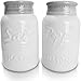 Vintage Style, Ceramic Salt and Pepper Shakers (Large 8 oz), Mason Jar Inspired - Set of 2 | Modern Farmhouse | Retro, Decorative, Durable and Functional by My Fancy Farmhouse (White)