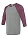 Bella + Canvas Unisex 3/4-Sleeve Baseball T-Shirt S GRY/ MAROON TRB