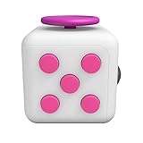 Lodabodkin Fidget Cube Relieves Stress and Anxiety for Children and Adults, Anxiety Attention Toy (White-pink)